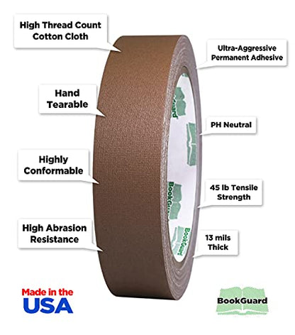 1 Inch Tan Book Repair Cloth Tape 15 Yard Roll
