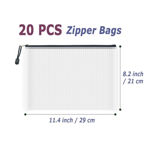 20pcs Mesh Zipper Pouch Bags (20 Count)