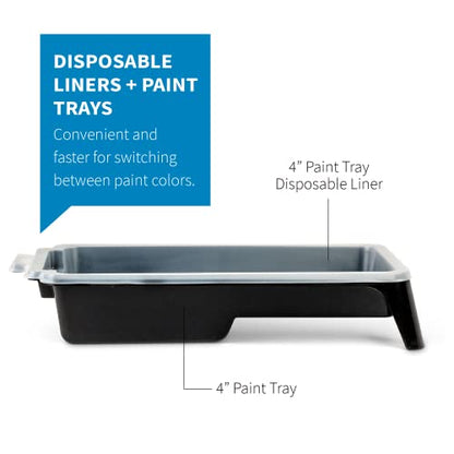 PD 4 Inch Paint Roller Tray and Liner Bundle