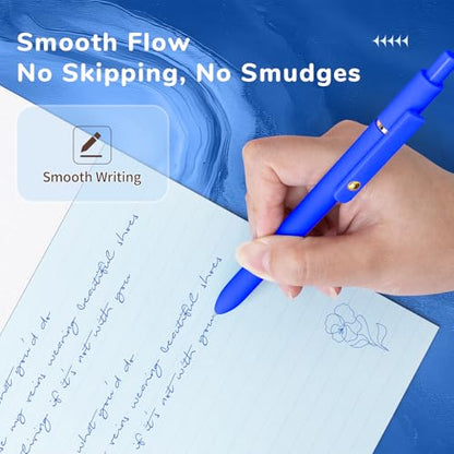 Blue Pens 6 Pcs Blue Ink Pens Fine Point Smooth Writing Pens (6 Count)