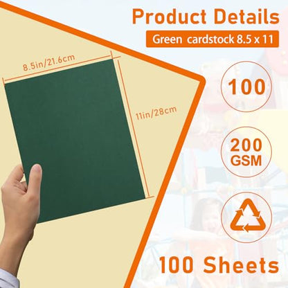 100 Sheets Dark Green Cardstock 8.5 x 11 Scrapbooking Paper 75lb (100 Count)
