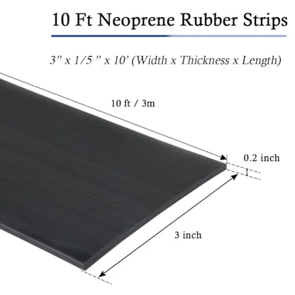 Neoprene Rubber Strips with Adhesive Backing Rubber Sheets (10 Foot)