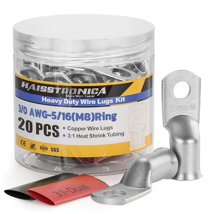 20PCS Battery Cable Lug & Heat Shrink Kit 3 (20 Count)
