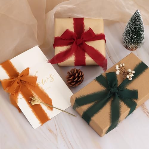 4 Rolls Black & Orange Chiffon Ribbon 1 1