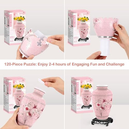 3D Puzzle Vase for Adults with 120 Plastic Pieces (120 Count)