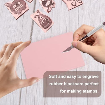 25 Pcs 4"x6" Rubber Linoleum Stamp Carving Blocks for Printmaking (25 Count)