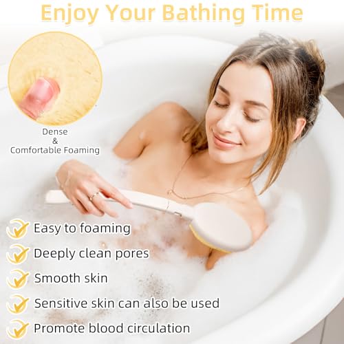 19" Long Handle Shower Sponge Brush Set