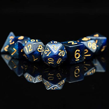 7 Die DND Dice Set Polyhedral Dice Set with a Leather Dice Bag (7 Count)