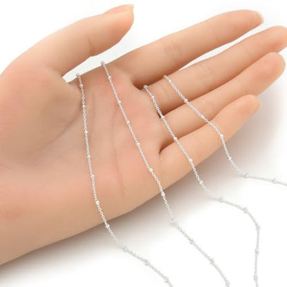 5 Feet Real Sterling Silver 1.9mm Beaded Cable Chain Link Findings