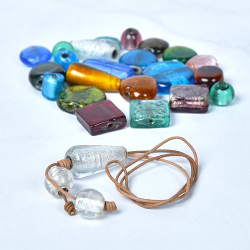1 LB Bag Assorted Glass Beads Silver Foil for Jewellery Making (40 Count)