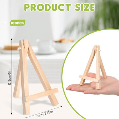 100 Pcs Mini Wood Display Easel Stands 5 Inch Small Wooden Canvas Easels A (100 Count)