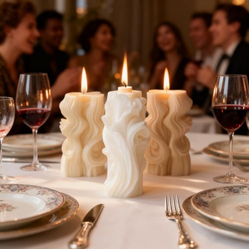 2 Pack 3D Wave Cylinder Silicone Candle Molds (2 Count)