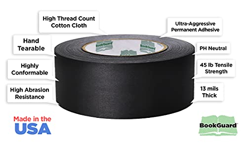 2 Inch Black Book Repair Cloth Tape 30 Yard Roll