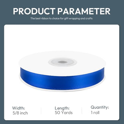 5 8" x 50 Yards Royal Blue Satin Ribbon Crafts Gift Wrapping