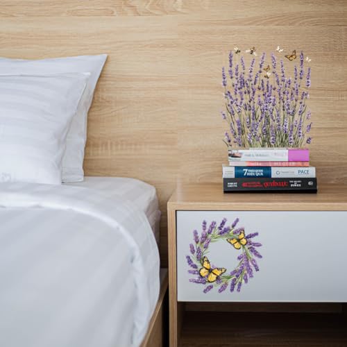4 Sheets Lavender Furniture Transfer 6x12inch Butterfly and Bee Rub on Transfer Sticker UV Self (4 Count)
