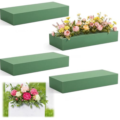 4 Pcs Green Reusable Floral Foam Blocks Water Weather Resistant Dry Floral Foam for Artificial Flower Arrangements Outdoor Hanging Florist Plant Bases for DIY Wedding