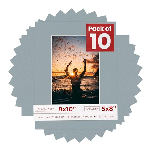 Pack of Ten Acid Free 8x10 Mats Bevel Cut for 5x8 Photos (10 Count)