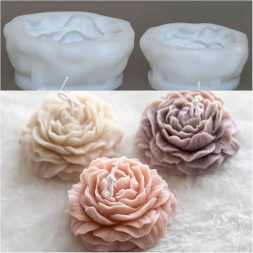 2 Pack 3.14 inch Peony Candle Molds Set (2 Count)