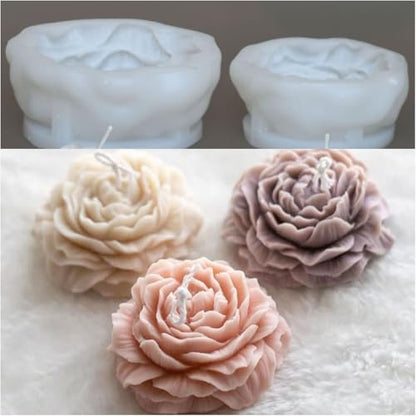 2 Pack 3.14 inch Peony Candle Molds Set (2 Count)