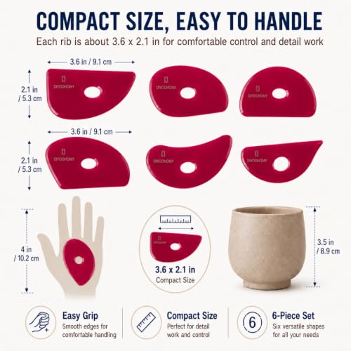 6pcs Soft Silicone Pottery Ribs for Ceramic
