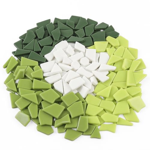 Mixed Green Glass Mosaic Tiles for Crafts Bulk