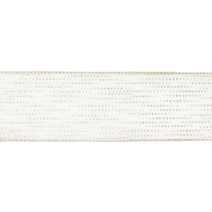 Champagne Gold Wired Ribbon 2.5 Inch Horizontal Stripes Glitter Polka Dot Christmas Ribbon Organza Sheer Ribbons 25 Yards Champagne Gold Glitter Ribbons for Christmas Tree (75 Foot)