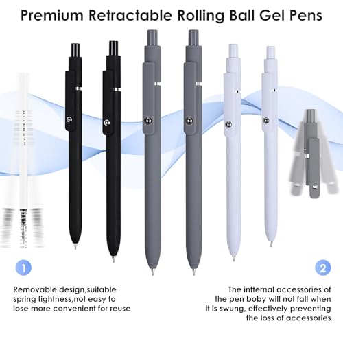 Gel Pens 6pcs 0.5mm Black Ink Fine Point Pens (6 Count)