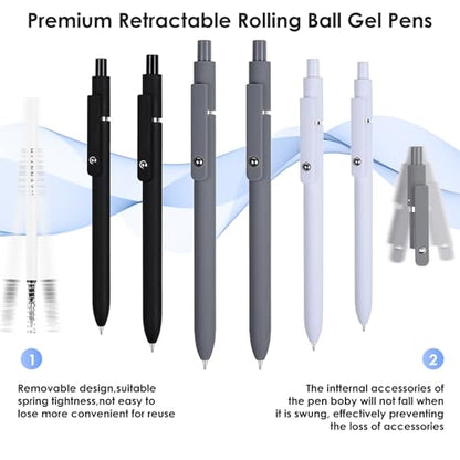 Gel Pens 6pcs 0.5mm Black Ink Fine Point Pens (6 Count)