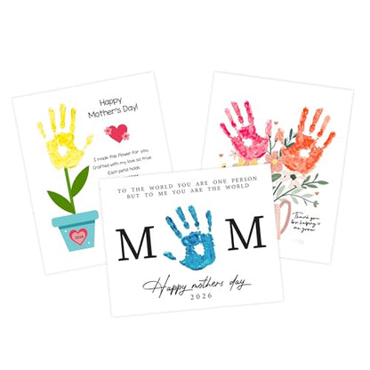 Pack 3 Handprint Floral Flower Bouquet Handprint Craft DIY for Mothers Day Card (3 Count)