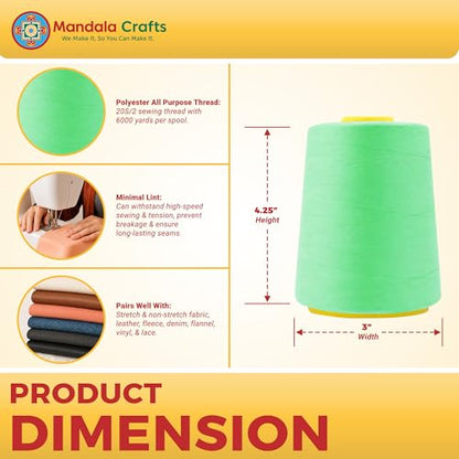 20S 2 Seafoam Green Polyester 4 Pack of Serger Threads Cones (24000 Foot)
