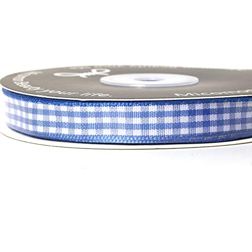 Ink Blue Gingham Plaid Checked Ribbon 25 Yard Each Roll 100% Polyester (75 Foot)