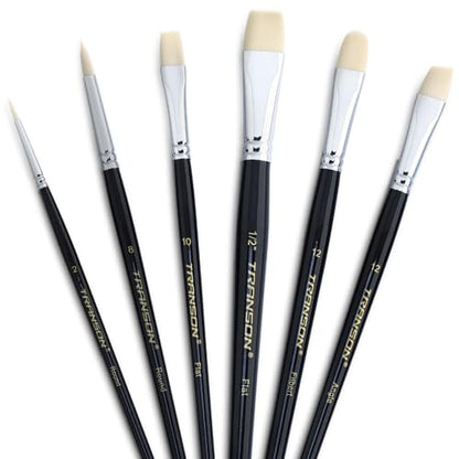 Paint Brush Set 6pcs Art Painting Flexible Bristle for Acrylic Watercolor Gouache Oil Leather Canvas and Face Painting (6 Count)