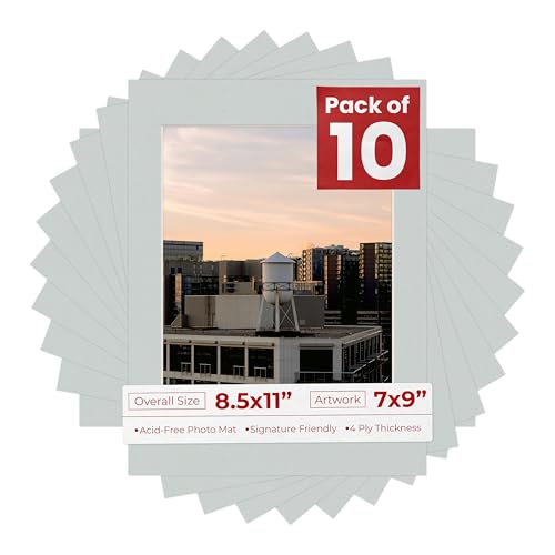 Pack of Ten Acid Free 8.5x11 Mats Bevel Cut for 7x9 Photos (10 Count)