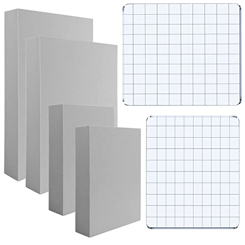 8 Pcs Stamping Foam Grey Moldable Foam with Acrylic Stamp Block Stamps Plastic Pad Cut and Dry Foam Stamping Foam Block for Sculpture