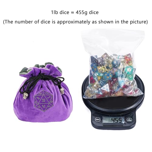 Large DND Dice Bag with Pockets Purple Storage Bag for D&D RPG Game (21 Ounce)