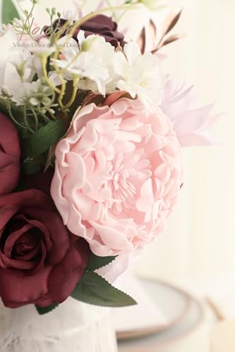 Artificial Flowers 16pcs 4" Blush Blooming Peonies Real Looking Foam Fake Peony with Stems for DIY Wedding Bouquets Pink Bridal Shower Centerpieces Floral Arrangements Party Tables Decorations (16 Count)