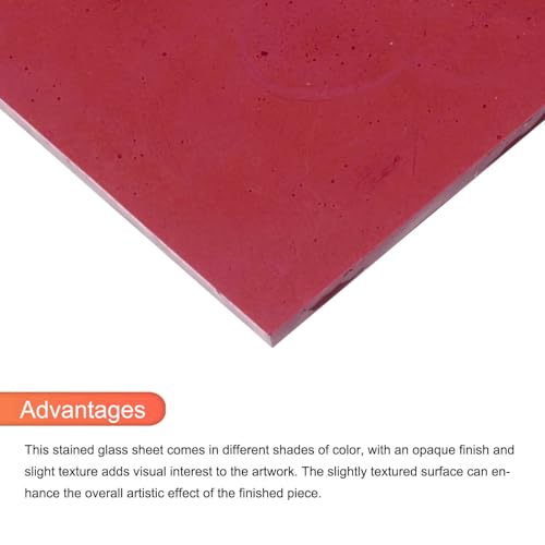 2 Pcs Stained Glass Sheet Mosaic Tile 7.9 Inch x 5.9 Inch Red Stained Glass Sheets for Crafts DIY Art Project