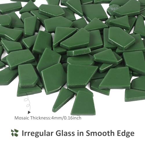 Green Glass Mosaic Tiles for Crafts Bulk (7.05 Ounce)