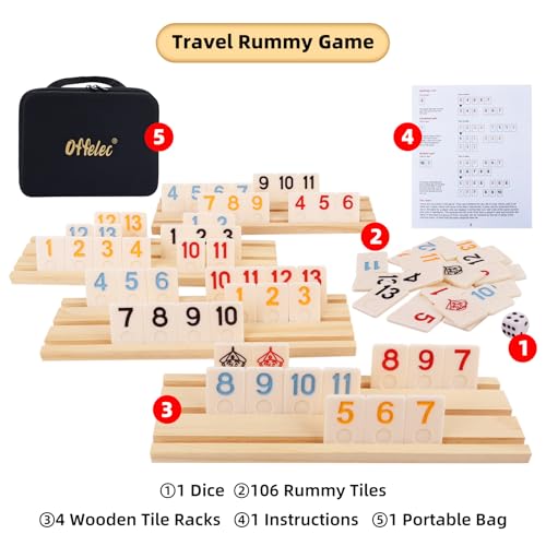 Upgraded Rummy Cube Game Set & 4 Wooden Racks