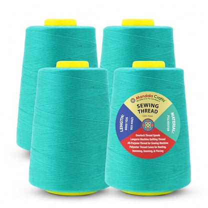 40S 2 Aqua Polyester 4 Pack of Serger Threads Cones