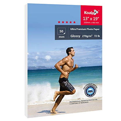 Photo Paper Resin Coated 13x19 In Glossy Photo Printer Paper 72lb (50 Count)
