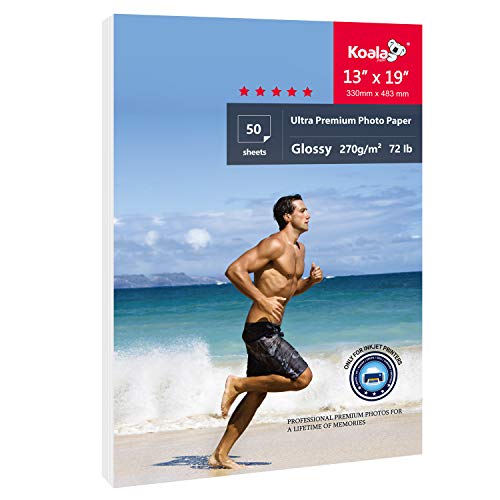 Photo Paper Resin Coated 13x19 In Glossy Photo Printer Paper 72lb (50 Count)