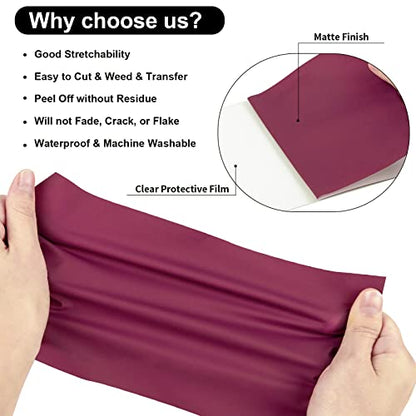 Maroon Heat Transfer Vinyl Roll 12" x12ft Matte HTV Vinyl