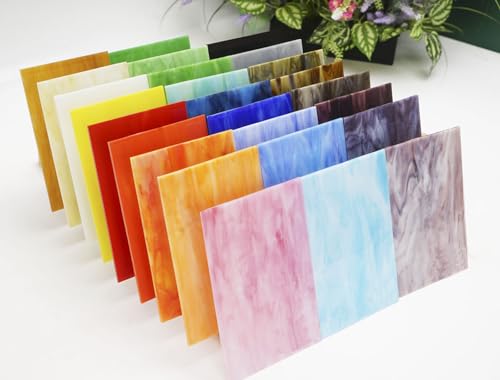 26 Pieces Stained Glass Sheets Variety Pack (26 Count)