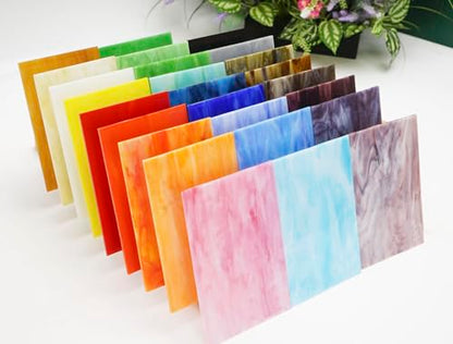 26 Pieces Stained Glass Sheets Variety Pack (26 Count)