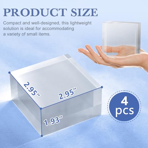 4 Pcs 3 X 3 X 2 Inch Acrylic Blocks (4 Count)