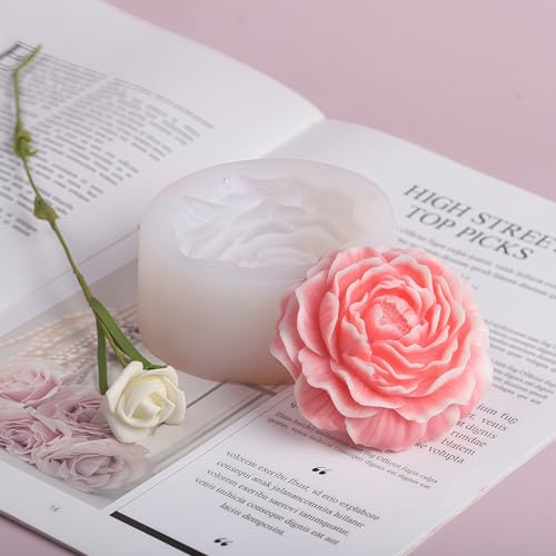 2 Pcs Peony Rose Flower Candle Silicone Molds for Candle Making