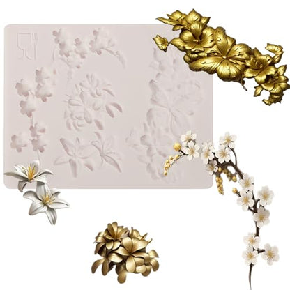 1 Pcs 3D Embossed Flower Fondant Mold