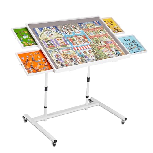 1000 Piece Jigsaw Puzzle Board Table with Drawers and Cover (1000 Count)