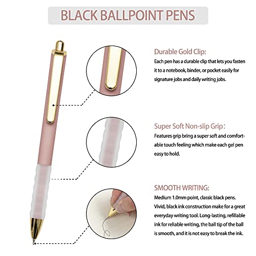 Ballpoint Pens Black Medium Point 1mm Pen with Super Soft Grip Ball Point Pen for Men Women Retractable Pens (12 Count)